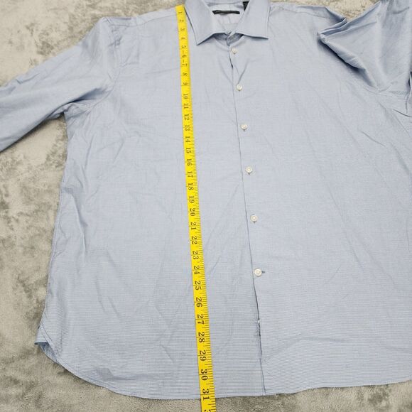John Varvatos Star USA Men's Dress Shirt Size 18 34/35 Blue Regular Fit Stretch - Picture 8 of 14